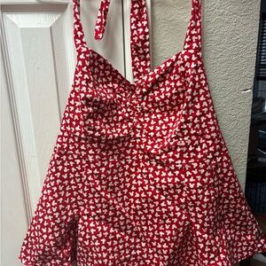 Disney Red and White Mickey Print Top